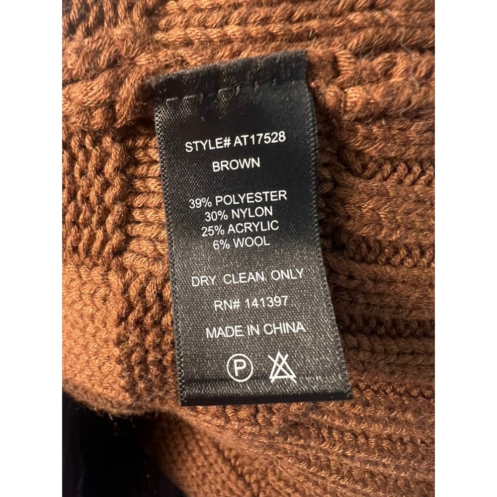 ASTR The Label Cold Shoulder Sweater‎ Wm XL Brown Checkerboard Knit AT17528 Cozy - Picture 4 of 5